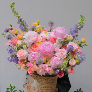 Giỏ hoa Peony mix tone rực rỡ - Big Size
